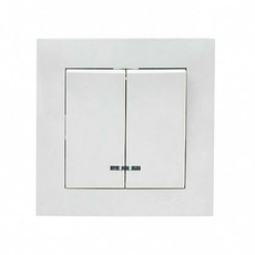 Выключатель двухклавишный Валенсия скрытой установки 10А с индикацией белый EWV10-123-10 EKF PROxima