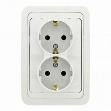 Лондон Розетка 2-местная с заземлением 16А белая EER16-128-10 EKF Proxima