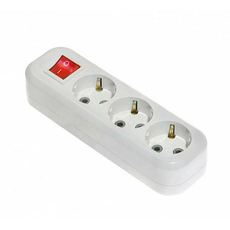 Колодка розеточная У3-ЕВК трехместная розетка с заземлением +выключатель LUX