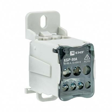 Блок распределительный (КРОСС) крепеж на монтажную панель и DIN рейку КБР-80A EKF