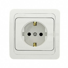 Розетка одноместная 16А с заземлением белый "Лондон"(EER16-028-10) EKF