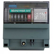 Счетчик электроэнергии однофазный однотарифный Меркурий-201. 6 10-80А 220В импульсный выход DIN ОУ Инкотекс