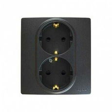 Etika антрацит Розетка двойная 16А со шторками с заземлением 672633 Legrand