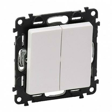 Выключатель двухклавишный Valena LIFE скрытой установки 10А 250В с лицевой панелью безвинтовые зажимы белый 752405 Legrand