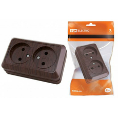 Ладога Розетка двойная 2П открытой установки IP20 10А бук SQ1801-0035 TDM