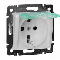Розетка одноместная Valena скрытой установки IP44 с заземлением со шторками 16А белый 774220 Legrand
