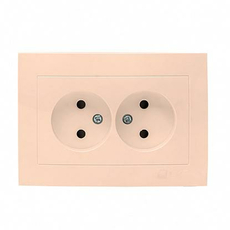 Розетка двойная Валенсия скрытой установки без заземления 10А со шторками в сборе кремовый EWR10-102-20 EKF PROxima