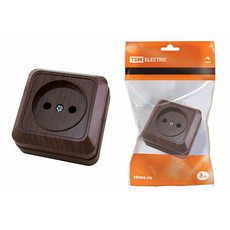 Ладога Розетка 2П открытой установки IP20 10А бук SQ1801-0033 TDM