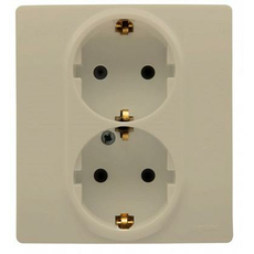 Розетка двухместная Etika с заземлением без шторок бежевый 672323 Legrand