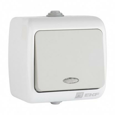 Выключатель одноклавишный Мурманск открытой установки IP54 с индикацией 10А серый EFV10-121-30-54 EKF PROxima