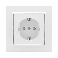Розетка одинарная Минск скрытой установки с заземлением со шторками 16А в сборе белый ERR16-028-100 EKF