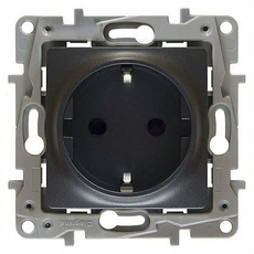 Etika антрацит Розетка 1-ая 16А со шторками с ЗК 672622 уп.20шт Legrand
