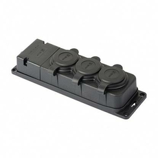 Розетка трехместная с защитными крышками каучуковая 230В 2P+PE 16A IP44 RPS-015-16-230-44-r EKF PRO