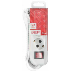 Удлинитель 3 гнезда 5 метров с/з 16А ПВС 3х1,5 со шторками с выключателем (32059 3) Duwi Supraline