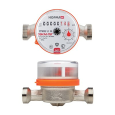 Счетчик для горячей воды со сгонами 1/2" НОРМА 100061 СВКМ 15Г d=15мм L=110мм