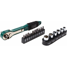 Набор головок и бит с ключом-трещоткой 17 предметов Rexant