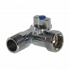 Кран шаровой латунный тройник 1/2"х3/4"х1/2" ВР/НР/НР для подключения с/т приборов