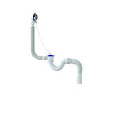 Сифон для ванны прямоточный 1.1/2"х40 (нерж.вып.,с перелив, пробка с цеп.) с унив.г.т. 40х40/50 S32 Юникорн