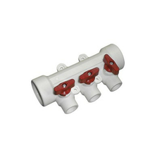 Коллектор PPR 32x20 3 выхода с шаровыми кранами (красный + синий .бант) PPR (белый) 80917