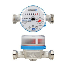 Счетчик для холодной воды со сгонами 1/2" НОРМА 100062 СВКМ 15Х d=15мм L=110мм