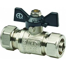 Кран шаровой латунный для МП труб обжим 16х20 бабочка 03943 AQUALINK