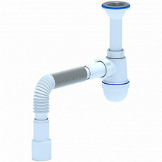 Сифон АНИ Пласт С0515 для умыв/мойки 1 1/2"х40 бутылочный вып с гофр 40/50 нерж/сетка 70мм Длина гофрированной трубы 320-710мм