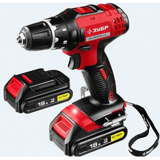 Дрель-шуруповерт аккумуляторная "СУПЕРКОМПАКТ М2", 18 В, Li-Ion, 2 АКБ ЗУБР ДА-18-2-ЛиКНМ2