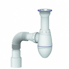 Сифон для умывальника 1.1/2"х40 (литой нерж.вып., винт 80 мм) с унив.г.т. 40х40/50 A120 Юникорн