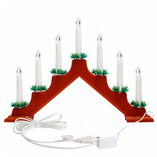 Фигура светодиодная Новогодняя горка 7 свечек Теплый белый корпус красный 501-082 Neon-night