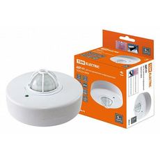 Датчик движения ДДП-01 1100Вт, 5-480с, 2-8м, 5+Лк, 120(сбоку)+360(сверху) гр, IP33, белый SQ0324-0004 TDM