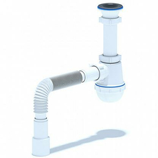 Сифон АНИ Пласт А0115 для умыв/мойки 1 1/2"х40 бутылочный вып с гофр 40/50 нерж/сетка 70мм, регулировка по высоте 80-175мм