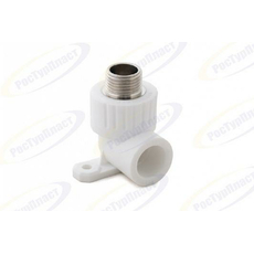 Угольник PPR полипропиленовый комбинированный 25x1/2" НР с креплением (водорозетка) 15109 РосТурПласт