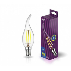 Лампа светодиодная 5Вт Е14 FC37 2700К 515Лм прозрачная 230В свеча на ветру Filament филаментная DECO Premium 32494 2 REV