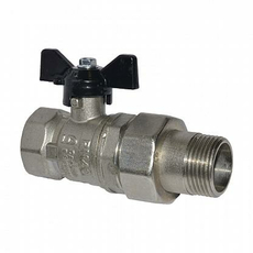 Кран шаровой латунный со сгоном 1" ВР/НР полный проход бабочка LD Pride