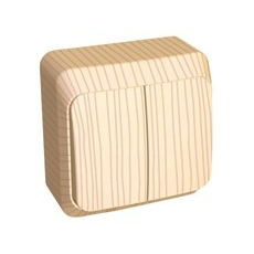 Выключатель двухклавишный ЭТЮД открытой установки (сх.5) сосна BA10-002D Schneider Electric