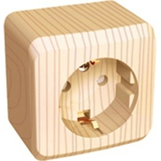 Розетка одинарная ЭТЮД открытой установки с заземлением со шторками сосна PA16-004D Schneider Electric