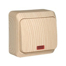 Выключатель одноклавишный с подсветкой ЭТЮД открытой установки (сх.1а) сосна BA10-005D Schneider Electric