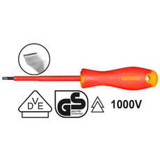 Отвертка шлицевая диэлектрическая SL 3.0*75мм; Cr-V; (VDE до 1000В) INGCO INDUSTRIAL HISD813075