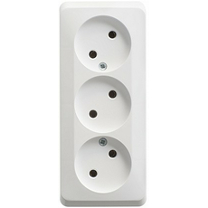 Розетка тройная ЭТЮД открытой установки без заземления без шторок 16А 250В белый PA16-009B Schneider Electric