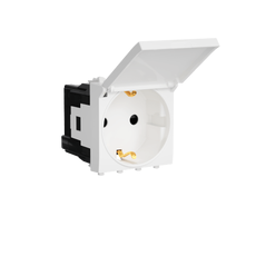 Розетка модульная Avanti IP41 2 модуля 2P+E с заземлением со шторками 16А с крышкой Белое облако 4400012 DKC