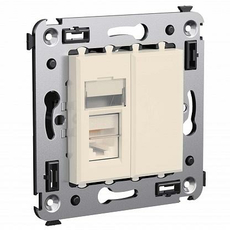 Розетка RJ12 телефонная в стену одинарная Avanti скрытой установки Ванильная дымка 4405313 DKC