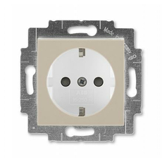 Розетка Levit скрытой установки с заземлением со шторками 16А кофе макиато / белый 2CHH203457A6018 ABB