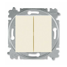 Переключатель двухклавишный Levit скрытой установки 10А схема 6+6 механизм с накладкой слоновая кость / белый 2CHH595245A6017 ABB