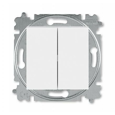 Выключатель двухклавишный Levit скрытой установки 10А схема 5 механизм с накладкой белый / ледяной 2CHH590545A6001 ABB