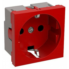 Розетка одинарная силовая красная РКС-20-30-П-К 2 модуля ПРАЙМЕР (CKK-40D-RSZK2-K04-K) ИЭК