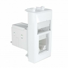Розетка RJ45 компьютерная модульная Avanti 1 модуль в кабель-канал категория 5e Белое облако 4400461 DKC