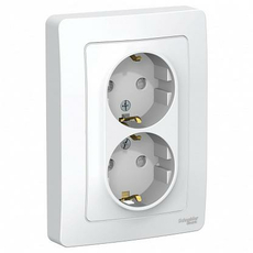 Розетка двойная BLANCA скрытой установки с заземлением со шторками 16А 250В в сборе белый BLNRS001121 Schneider Electric