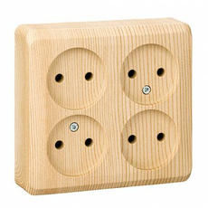 Розетка четырехместная ЭТЮД открытой установки без заземления без шторок сосна PA16-205D Schneider Electric