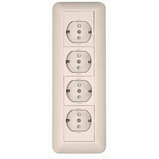 Розетка четырехместная ПРИМА открытой установки с заземлением со шторками монтажная пластина 16А 250В белый RA16-411M-B Schneider Electric