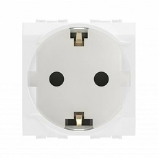Розетка одинарная BRAVA 2 модуля с заземлением, со шторками белый 76482B DKC